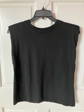 Zara sleeveless crew neck padded shoulder.